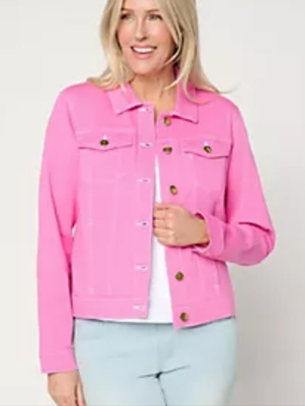 IN SEARCH OF : Belle by Kim Gravel Hot Pink Jean Jacket - SZ. MD (or Sm Or Lg)